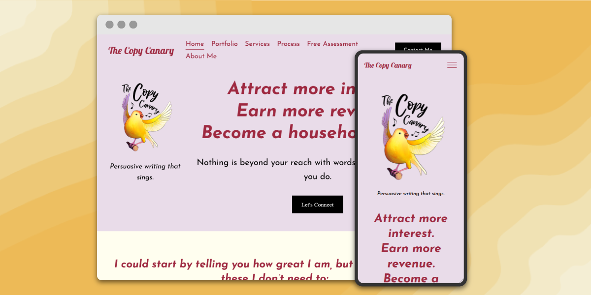 Original Website, Branding, and Illustration for The Copy Canary