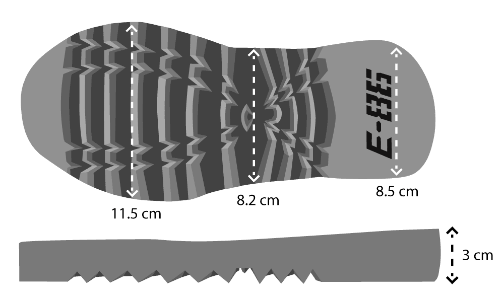 shoe tread technical illustration