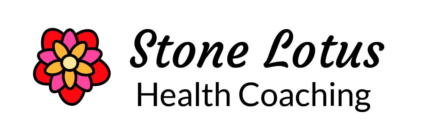 stone lotus horizontal logo, health coach branding