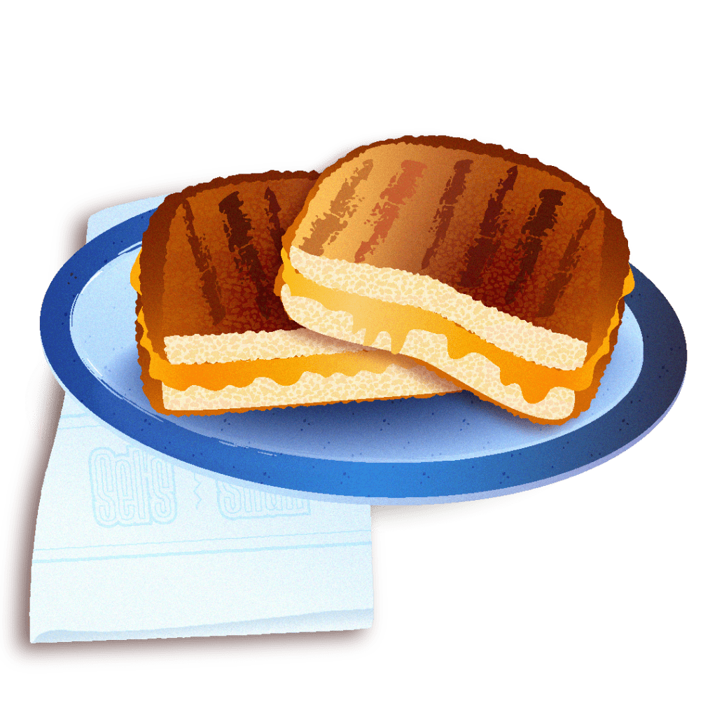 grilled cheese illustration, logo design services